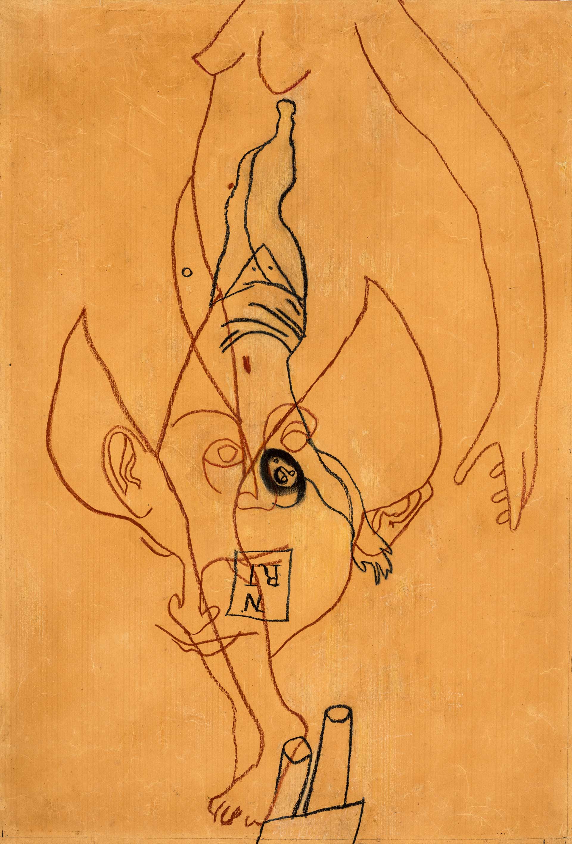 1937/41., Rajzmontázs fekete arcú Krisztus alakkal, 1937, szén, vöröskréta, papír, 768×528 mm, jelzés nélkül, FMC, Szentendre (forrás: Ferenczy Múzeumi Centrum)
