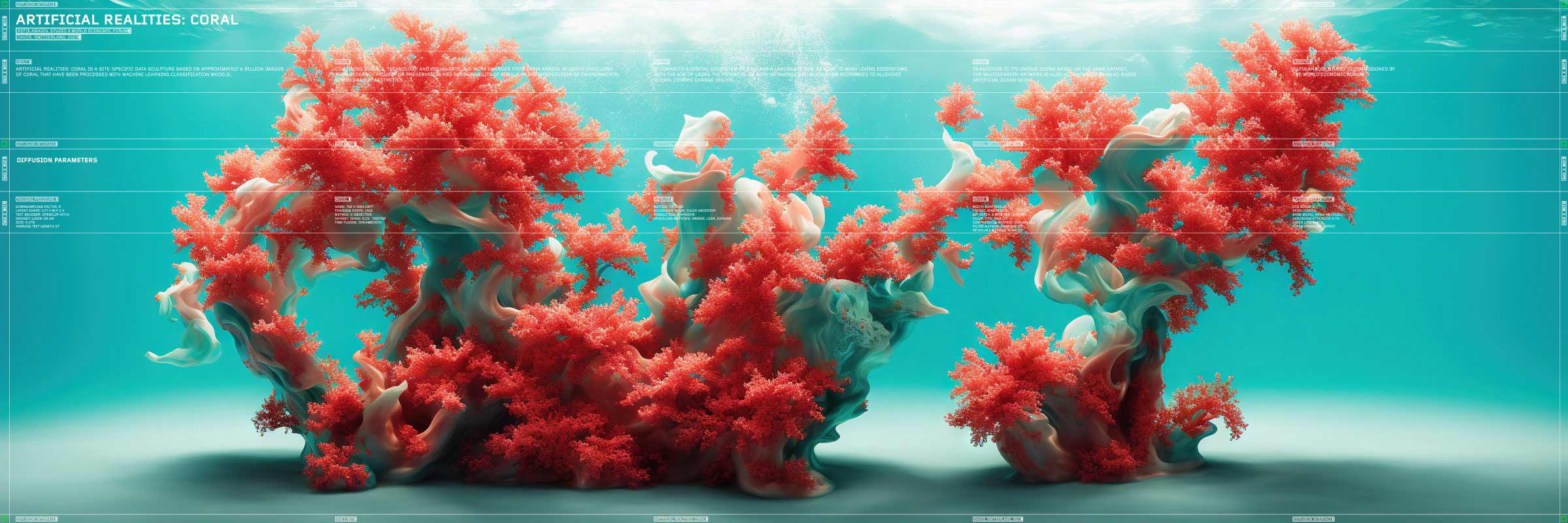 Mesterséges valóság: korall (forrás: Refik Anadol weboldala) 