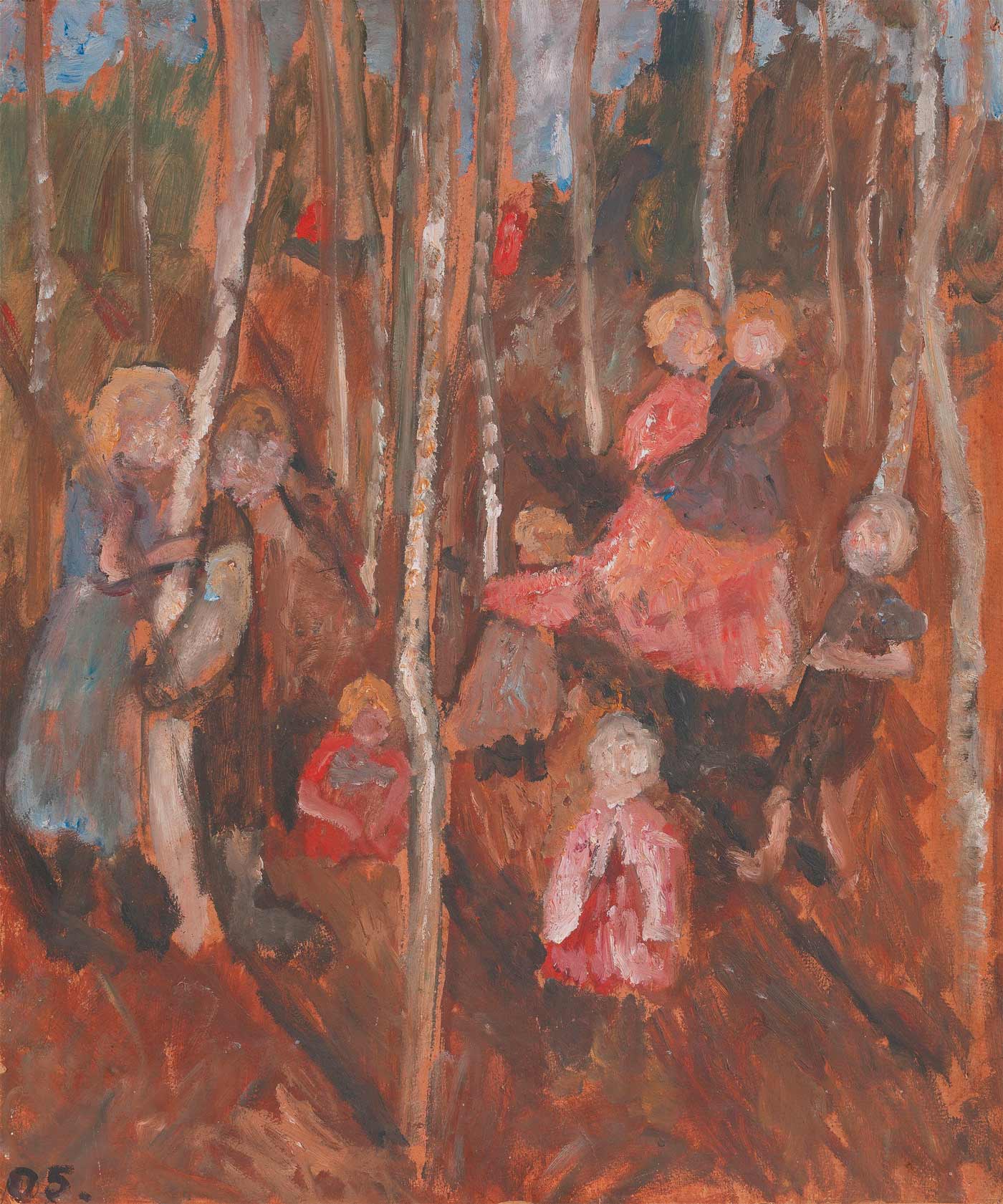 Paula Modersohn-Becker: Gyerekek a Birch Grove-ban, 1905, olaj, karton, karton, 59,5 x 49,4 cm, Würth-gyűjtemény (forrás: Würth-gyűjtemény)